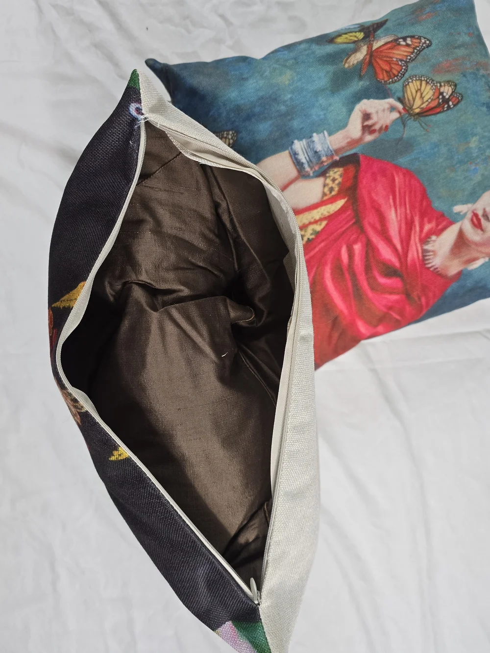Source Unknown Frida Kahlo Art Pillow Covers in Red, Green, Pink